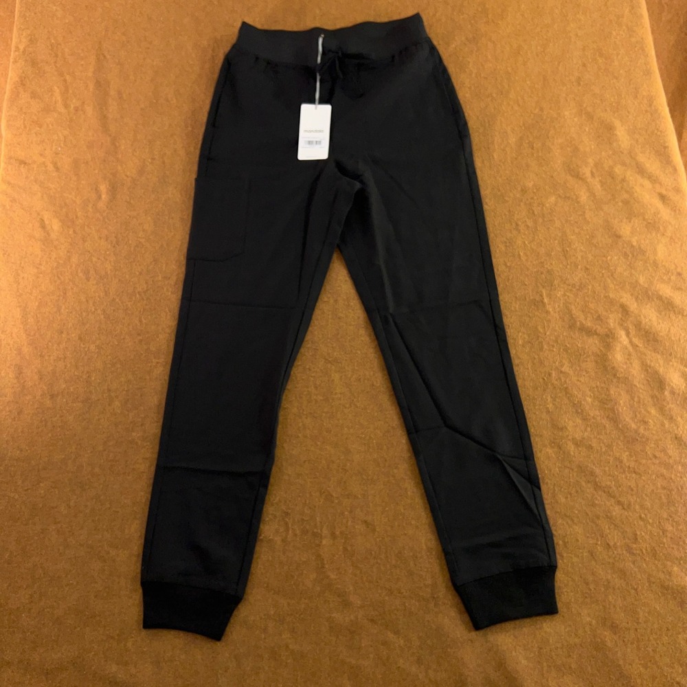 Mandala Womens Small Black High Waist Jogger Tall Equa-Tek Scrub Pants NWT